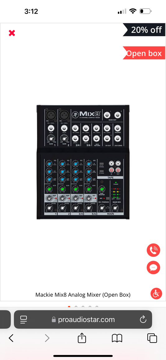 Mackie Mix8 Analog Mixer (Open Box)